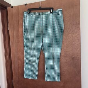 Worthington Teal and White Geometric Pants